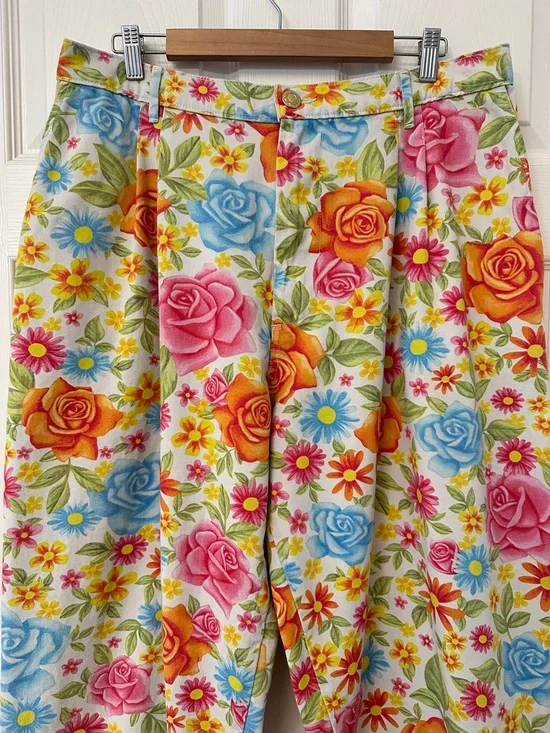 Big Bud Press Trousers Vintage Wallpaper Floral Print Pants Women’s Size XL - Picture 3 of 11